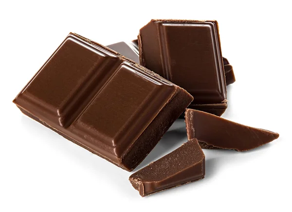 Barras de chocolate isoladas no fundo branco — Fotografia de Stock