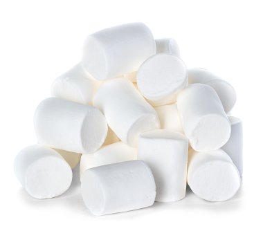 Beyaz arkaplanda marşmelov izole