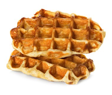 Liege waffle, üzerinde beyaz izole hamur işleri