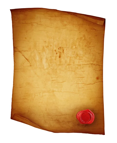 Oud papier scroll met lakzegel — Stockfoto