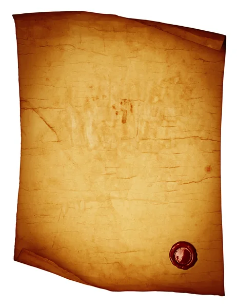 Oud papier scroll met lakzegel — Stockfoto