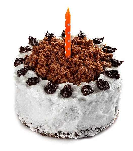 蛋糕和蜡烛白色背景上孤立 — 图库照片