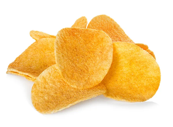 Potato Chips close-up, geïsoleerd op een witte achtergrond — Stockfoto