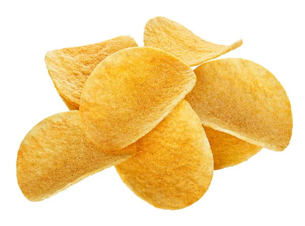 Potatischips närbild, isolerad på en vit bakgrund — Stockfoto