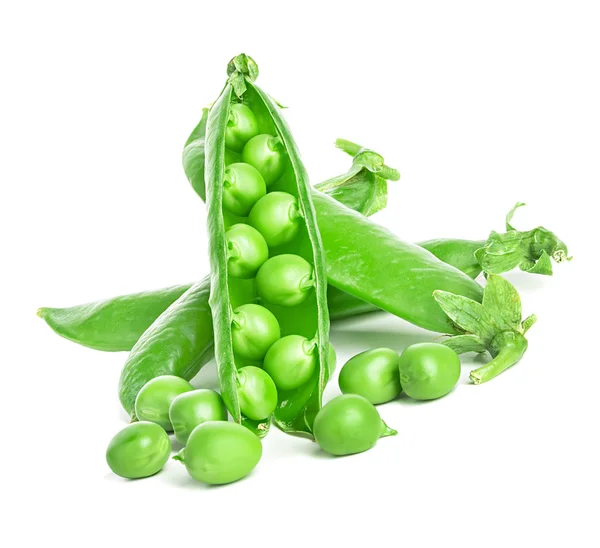 Fresh green peas pods on white background — Stock Photo, Image