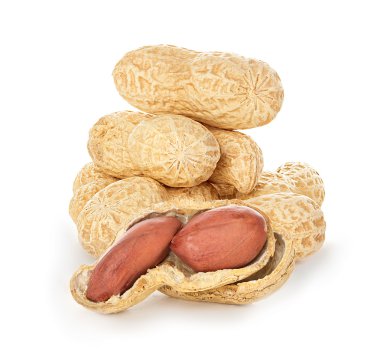 beyaz arka planda izole edilmiş yerfıstıkları