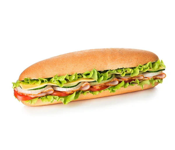 Sandwich reale isolato su sfondo bianco — Foto Stock