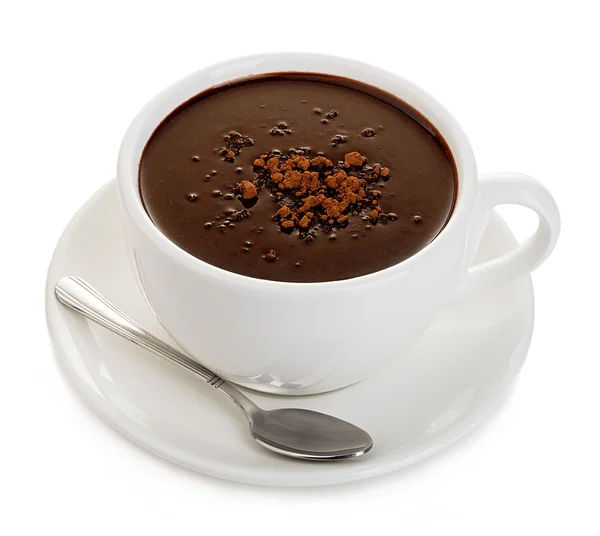 Gorąca czekolada zbliżenie na białym tle na białym tle. — Zdjęcie stockowe