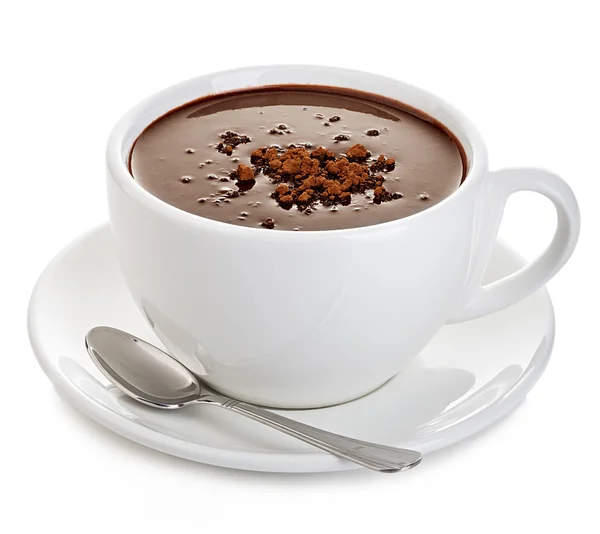 Hot chocolate close-up isolated on a white background. — Stock Photo, Image