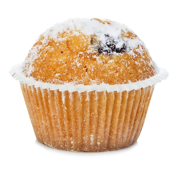 Blueberry muffin close-up isolated on white background. — Stock Photo, Image