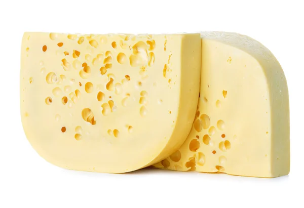 Close-up τυρί που απομονώνονται σε λευκό φόντο. — Φωτογραφία Αρχείου