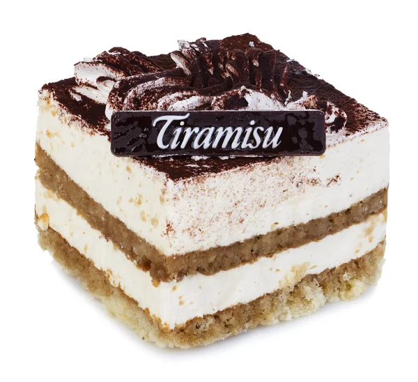 Dessert Tiramisu primo piano su sfondo bianco . — Foto Stock