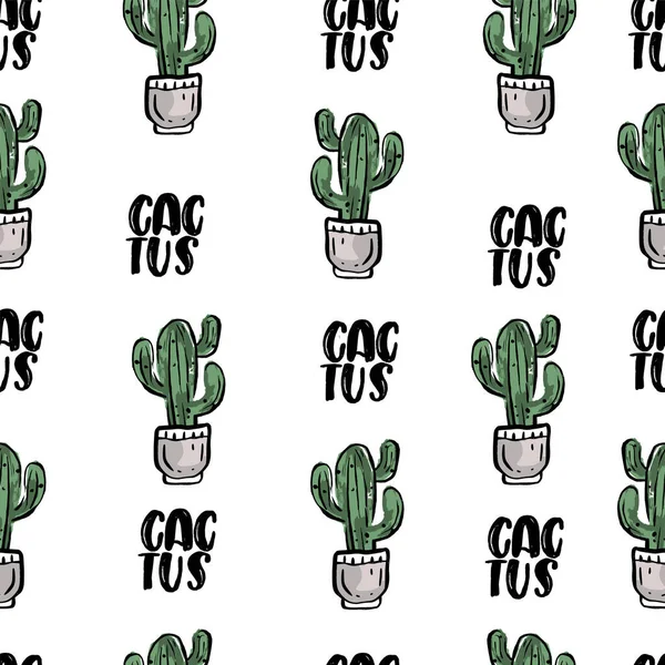 Minta Zöld Kaktuszok Virágcserép — Stock Vector