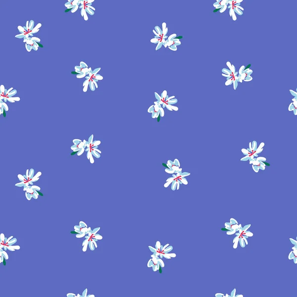 Patrón Sin Costura Vectorial Con Flores Simples Garabato Sobre Fondo — Vector de stock