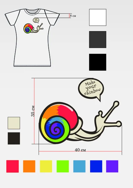 Diseño camiseta con caracol — Archivo Imágenes Vectoriales
