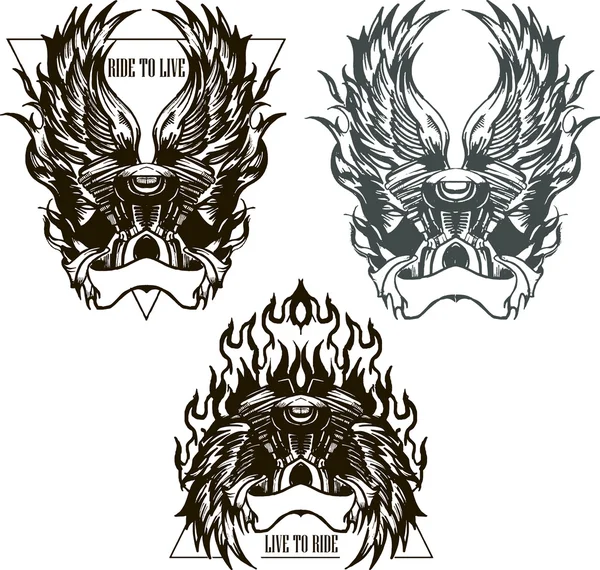 Набор логотипов байкеров — стоковый вектор