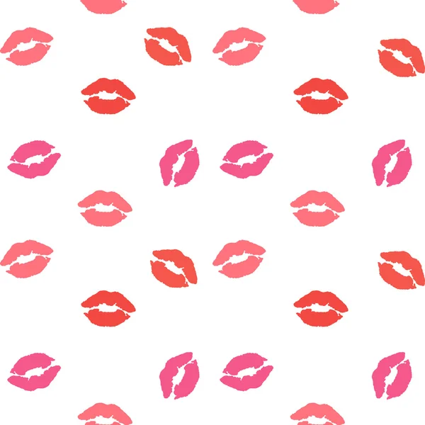 Rojo lápiz labial beso patrón — Vector de stock