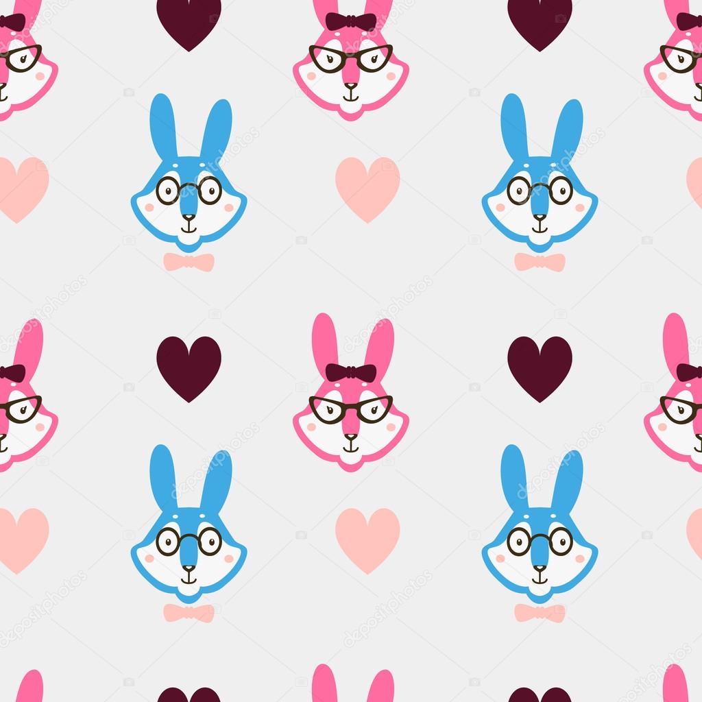 rabbit hipster pattern