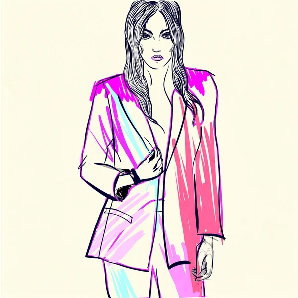 Ilustracja moda kobieta / kobieta w jacket2 — Wektor stockowy