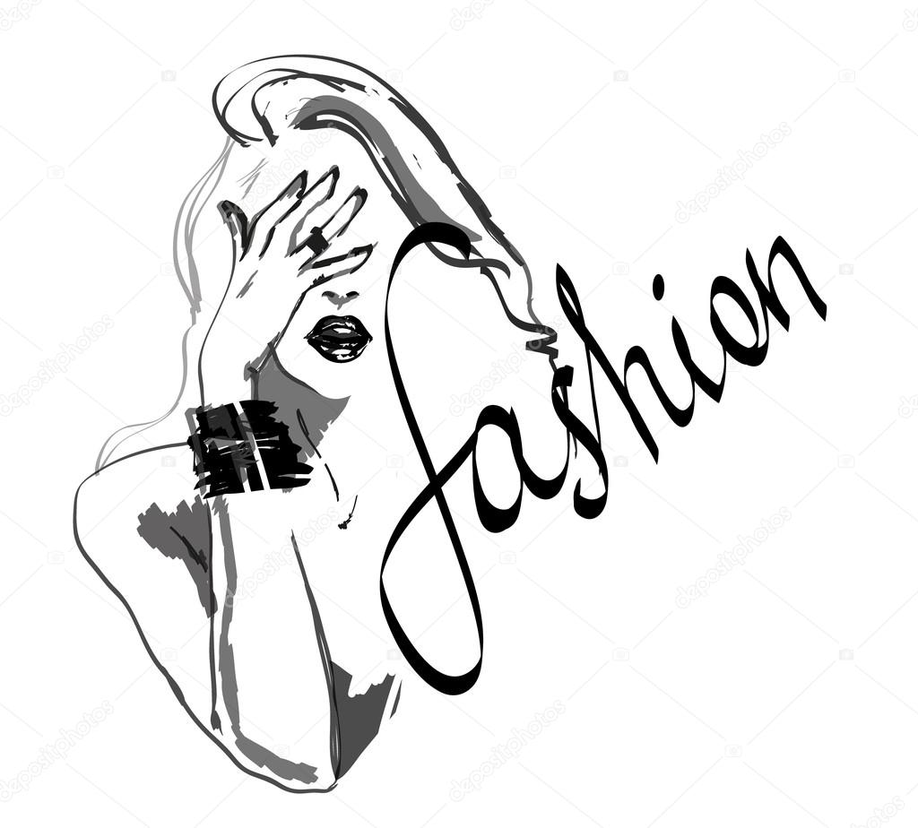 Fashion girl on white background
