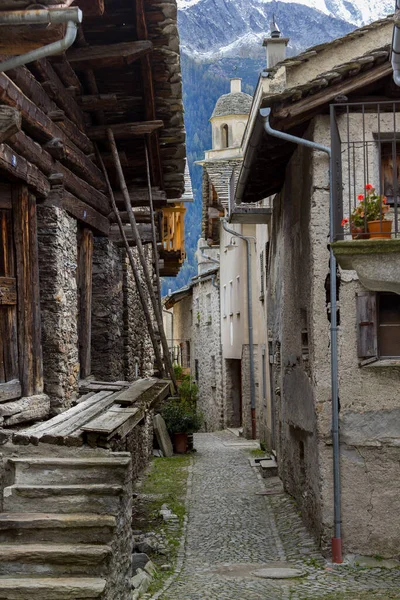 Úzké Uličky Horské Obci Soglio Jedné Nejkrásnějších Švýcarských Horských Vesnic — Stock fotografie