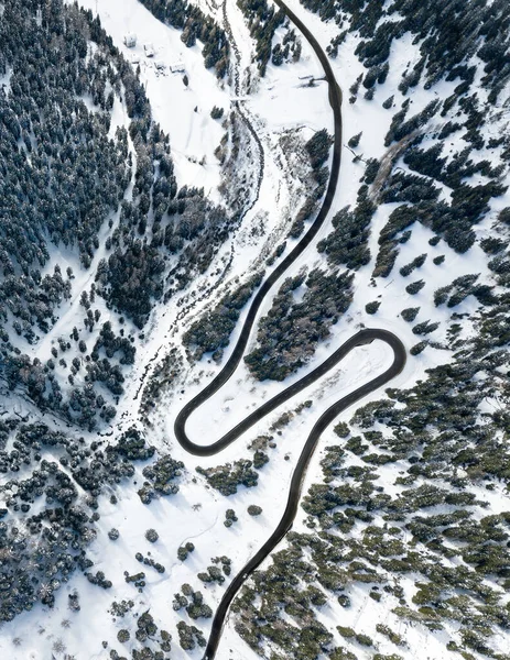 Вид Воздуха Беспилотник Самой Живописной Дороге Швейцарских Альпах Перевал Малоя — стоковое фото