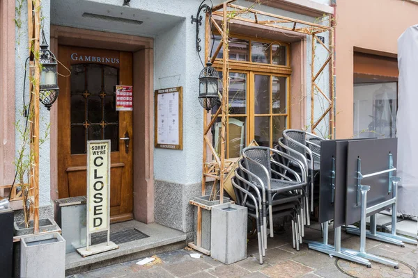 Rheinfeld Switzerland April 2021 Restaurants Closed Druing Covid Lockdown Information — Stock Photo, Image