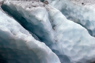 Details of glacier glacier cleaves in bright blue light and beautiful pattern