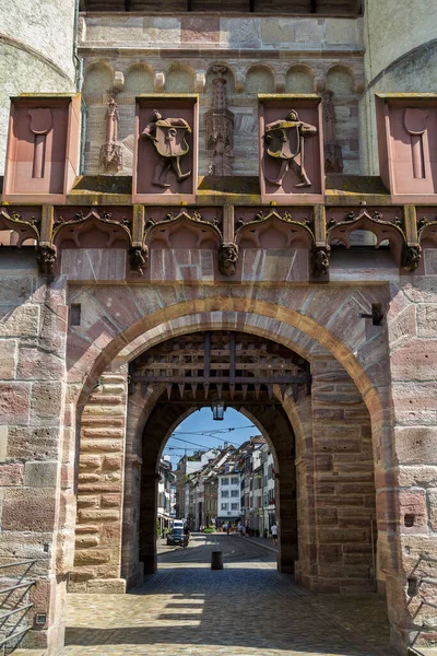 Basel Schweiz Juli 2021 Den Antika Stadsporten Spalentor Tvillingcentrum Basel — Stockfoto