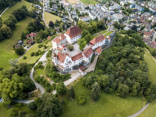 Lenzburg Suíça 2020 Imagem Panorâmica Drones Aéreos Castelo Lenzburg Construído — Fotografia de Stock