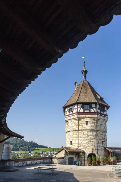 Die Dachterasse Und Der Turm Des Munot Einer Mittelalterlichen Festung — Stockfoto