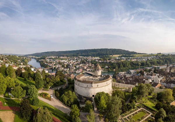 Imagem Drone Cidade Velha Suíça Schaffhausen Com Castelo Medieval Munot — Fotografia de Stock