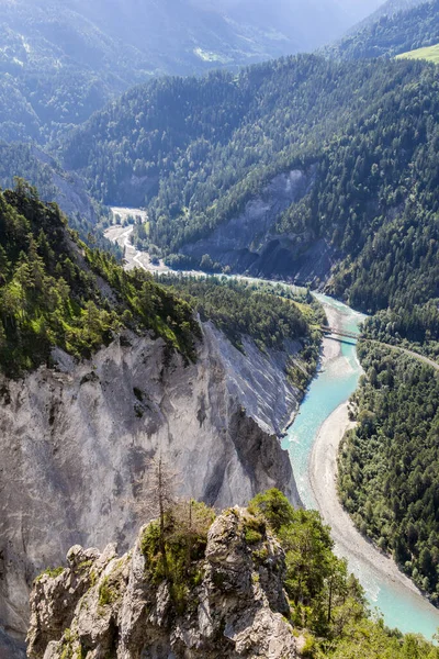 Rhen Canyon Dalen Trin Från Synvinkel Spir Schweiz — Stockfoto