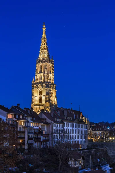 Minster Old Town Bern Blue Hours Switzerland — Stock Photo, Image