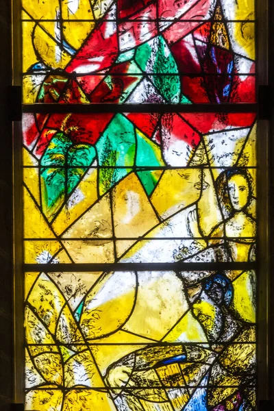 Zurich Switzerland April 2021 Stained Glass Window Protestant Church Fraumunster — Stock Photo, Image