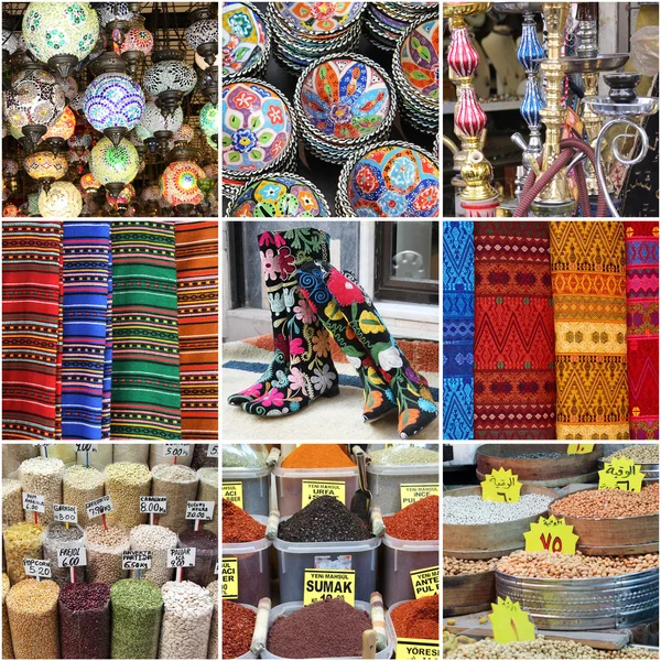 Colorful bazaar product collage in oriental market — Stock Photo, Image