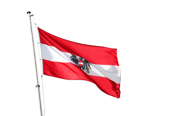 Österreich Nationalflagge, isoliert auf weißem Hintergrund — Stockfoto