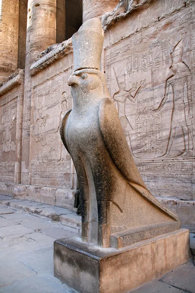 Estatua de Horus en el patio del templo de Edfu, Egipto — Foto de Stock