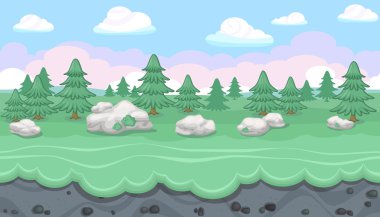 Oyun tasarımı için sorunsuz düzenlenebilir orman peyzaj