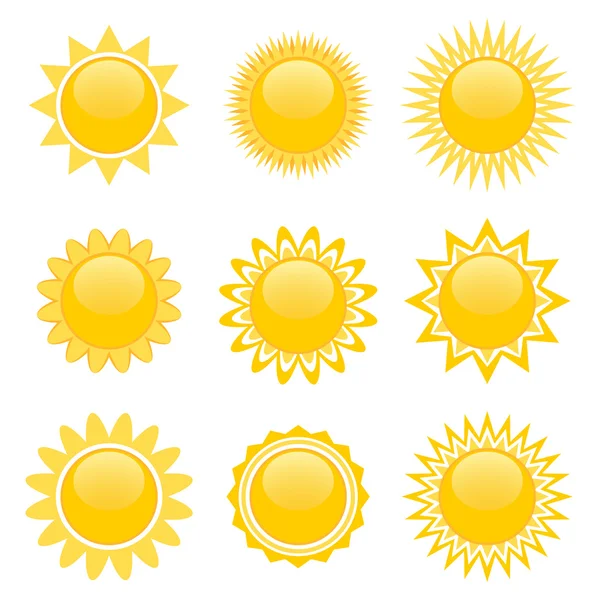 Sun ikonok a játék design — Stock Vector