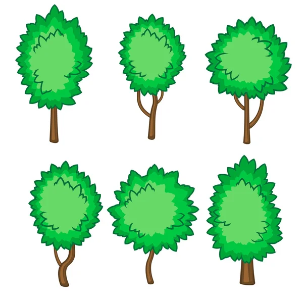 Set of six young trees — Stock Vector