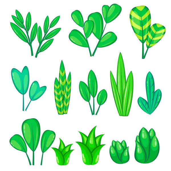 Set of various grasses for video game design — Stock Vector