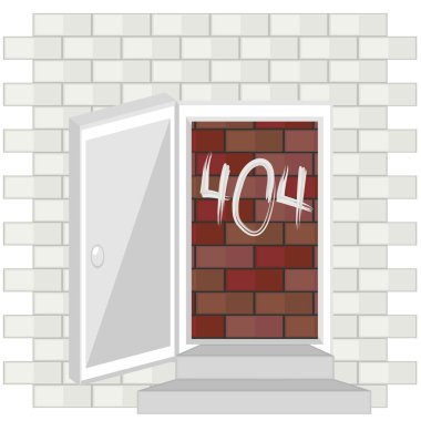 Error 404 concept with blocked door clipart