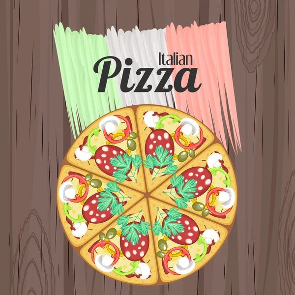 Retro plakát s italskou pizzu a vlajky — Stockový vektor