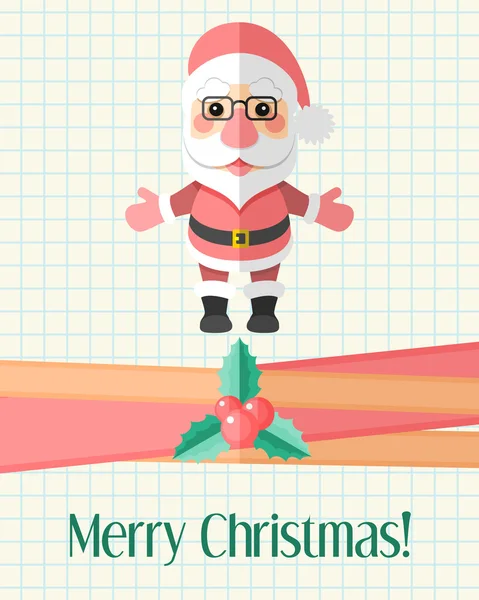 Kerstkaart met Santa Claus over beurt pagina — Stockvector