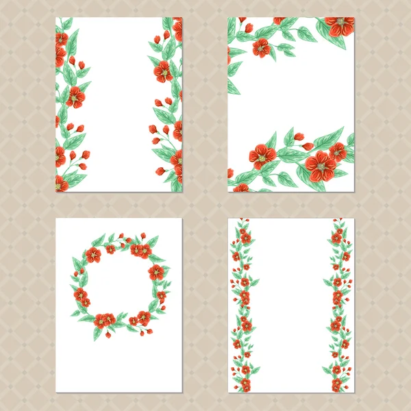 Four floral cards — Stock Vector