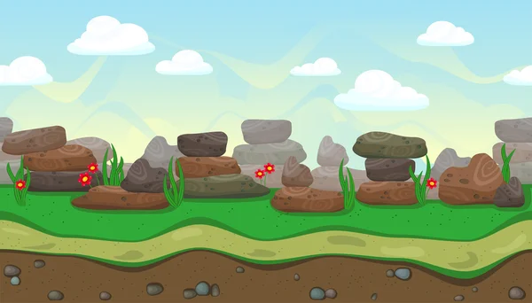 Безшовний пейзаж з камінням для ігрового дизайну — стоковий вектор