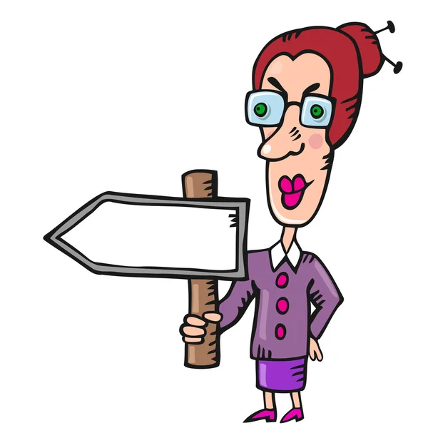 Cartoon teacher with pointer — Stock Vector