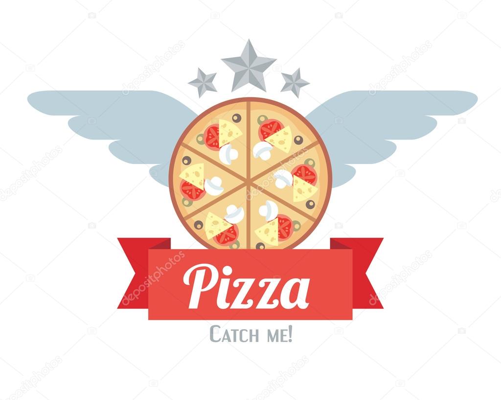Logotype of pizza with wings