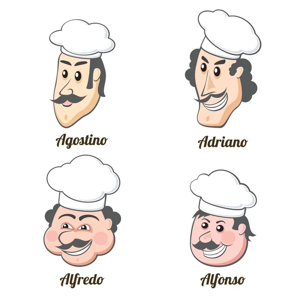 Cuatro cocineros italianos — Archivo Imágenes Vectoriales
